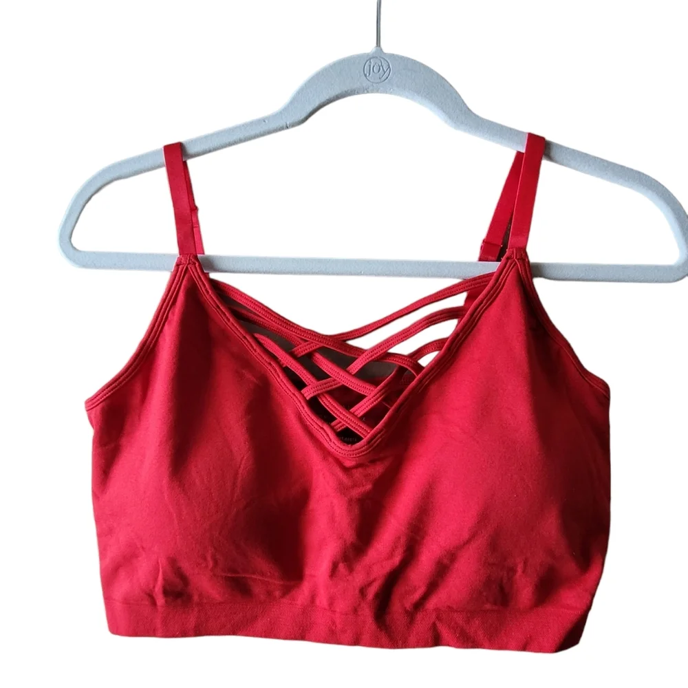 NEW🌷Zenana☆PLUS SIZE☆ V-Lattice Bralette Sports Bra RED